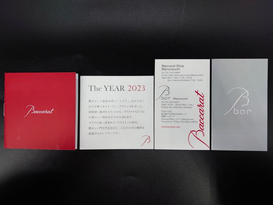 未使用　フランス　Baccarat　バカラ　エクラ(Eclat)　The YEAR 2023　澄んだ輝きを放つイヤータンブラー2客セット(コップ、グラス、ロックグラス、フルレッドクリスタルガラス、共箱付き)(R-081680)