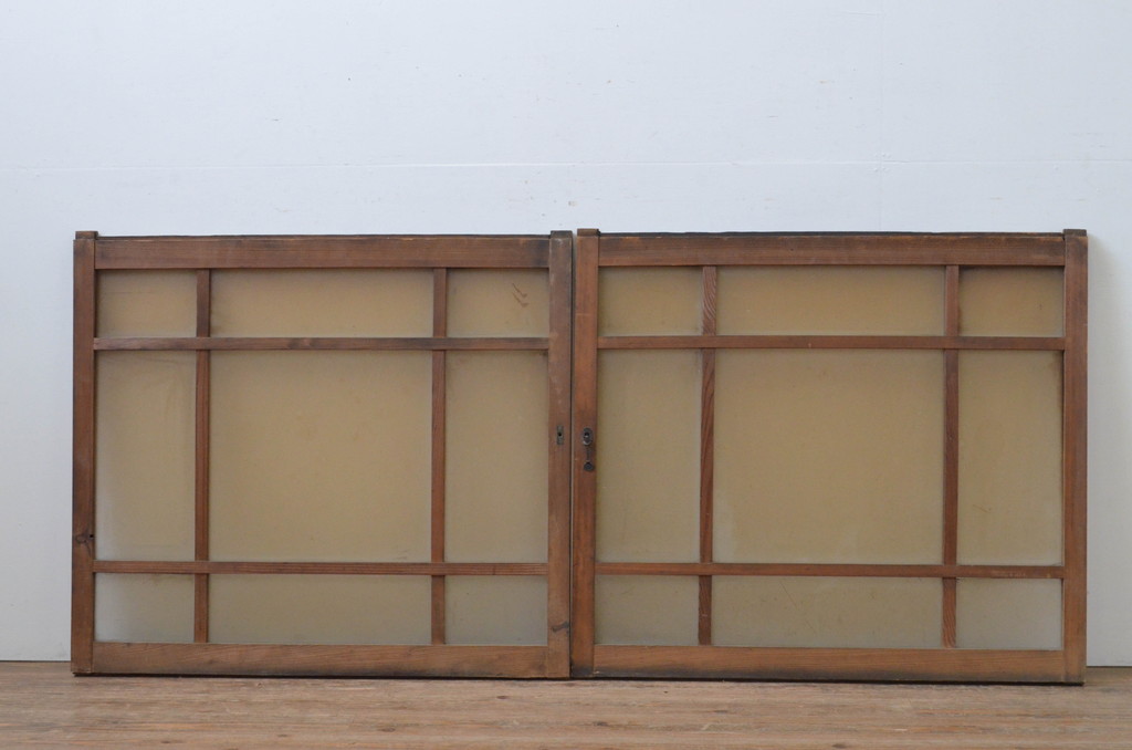 アンティーク建具　大正ロマンな空間づくりにおすすめのガラス窓2枚セット(ガラス戸、引き戸)(R-067809)