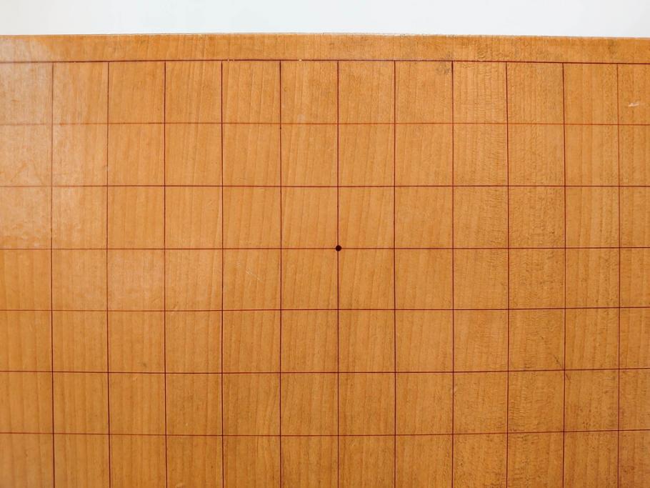 昭和2年　戦前　大正　前澤　日蓮　書付　使い込まれた風合いが魅力の碁盤(囲碁盤、足付、木製、カバー付)(R-081688)