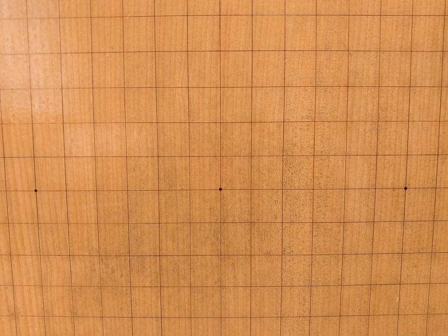 昭和2年　戦前　大正　前澤　日蓮　書付　使い込まれた風合いが魅力の碁盤(囲碁盤、足付、木製、カバー付)(R-081688)