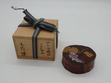 大下香仙　漆工芸大下香仙工房　ブドウ蒔絵　螺組細工　加賀蒔絵　ツタ香合(共箱付き、茶道具、葡萄、蔦)(R-061059)