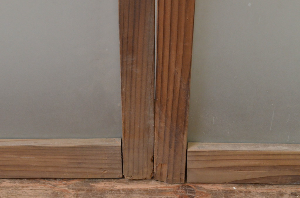 アンティーク建具　趣ある木味が魅力のガラス窓2枚セット(ガラス戸、引き戸)(R-067811)