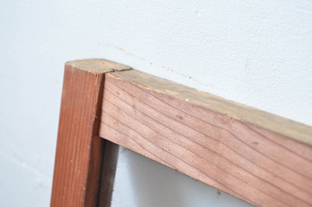 アンティーク建具　レトロ空間におすすめ!素朴な木味が魅力的な明かり取り2枚セット(明り取り、ガラス欄間)(R-080527)