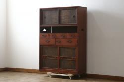 アンティーク家具　六尺　明治大正期　前面欅材!アンティーク収納箪笥サイドボード(水屋箪笥)(2)