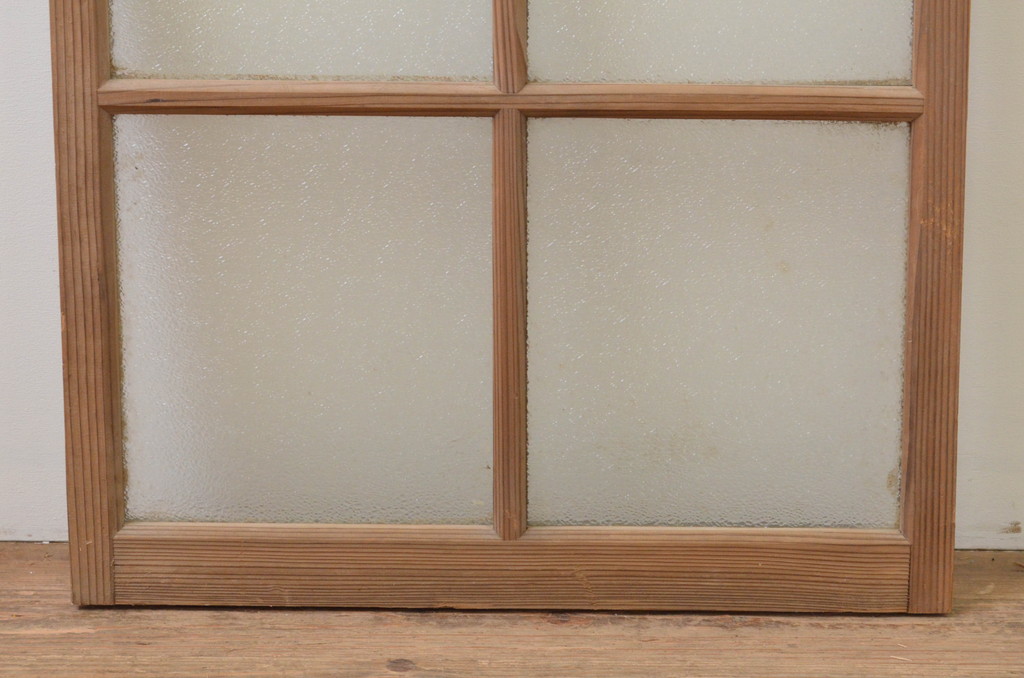 アンティーク建具　ダイヤガラス　趣ある木味が魅力のガラス窓1枚(ガラス戸、引き戸)(R-067820)