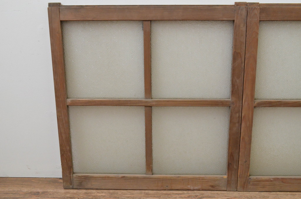 アンティーク建具　レトロな雰囲気が溢れるダイヤガラス窓2枚セット(ガラス戸、引き戸)(R-067821)