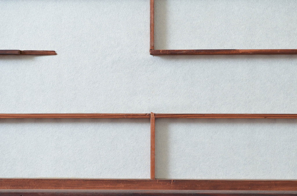 アンティーク建具　上手物!!　和の風情が感じられる裏障子付きの幅狭格子戸4枚セット(障子戸、引き戸)(R-080646)