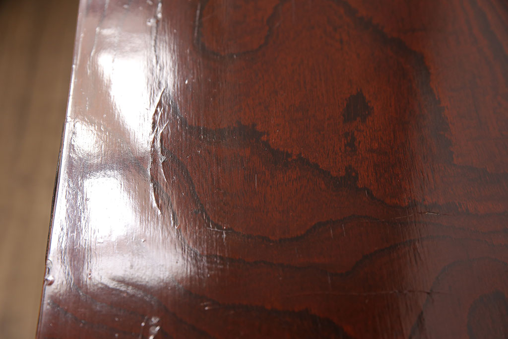 和製ヴィンテージ　手造り工芸家具　木地呂塗り　凝った意匠金具が目を惹く、漆塗りが美しい仙台箪笥(衣装箪笥、引き出し、和タンス、ビンテージ)(R-051359)