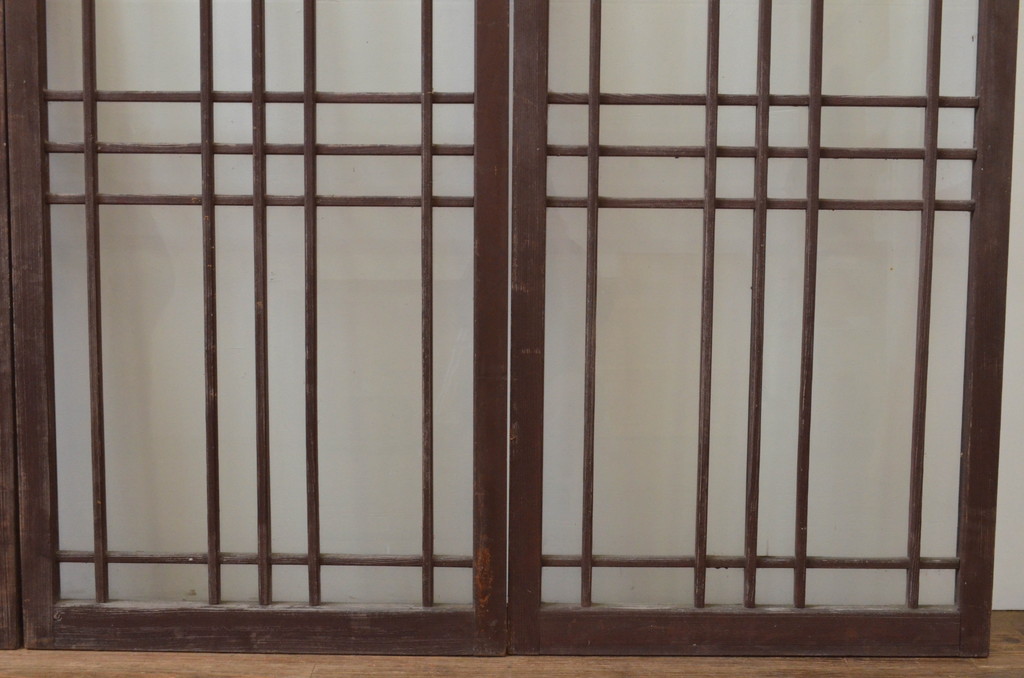 アンティーク建具　ペイント仕上げ限定　大正ロマン　和モダンな空間を演出するペイントガラス窓4枚セット(引き戸、ガラス戸)(R-067556)