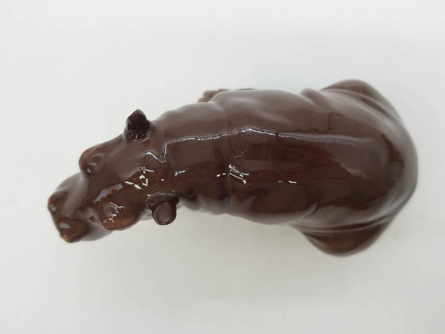 ドイツ　Goebel(ゲーベル)　Nymphenburg(ニンフェンブルグ)　カバ　生き生きとした造形が魅力のフィギュリン3点セット(動物、置物、オブジェ、ディスプレイ)(R-081868)