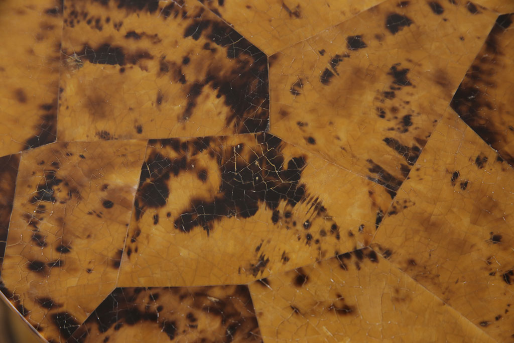 中古　極美品　MAITLAND SMITH(メートランドスミス)　ロンドンエクスプローラーズコレクション　ガラス天板付き　ラクダバーテーブル(定価約66万円)(コンソールテーブル、飾り台、サイドテーブル)(R-050652)