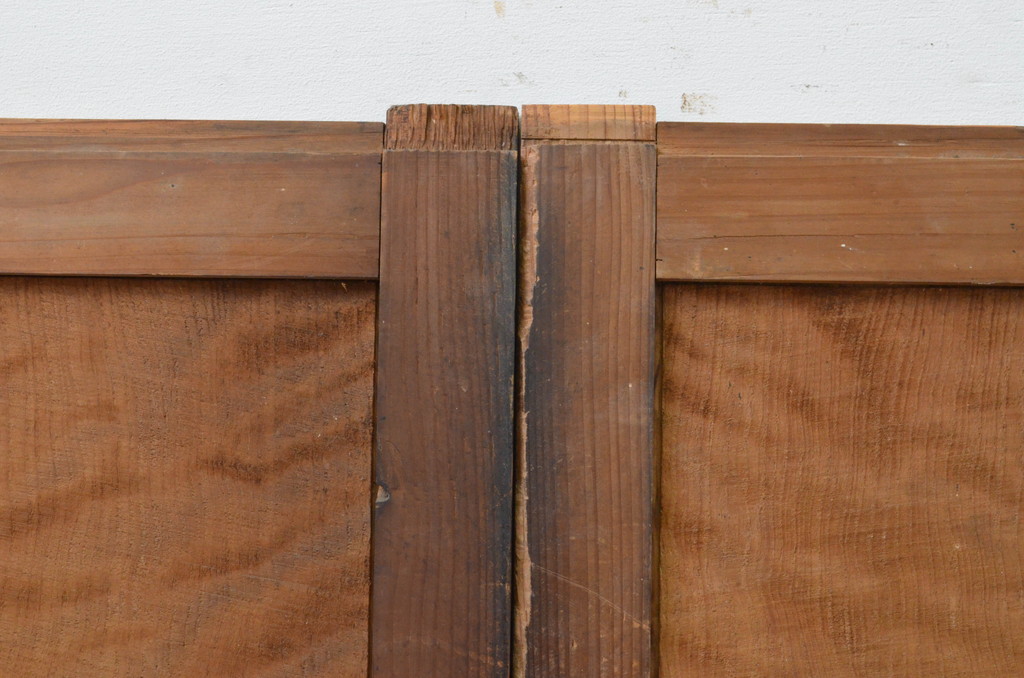 アンティーク建具　杉材　落ち着いた和の空間を演出する板戸窓2枚セット(引き戸)(R-067781)