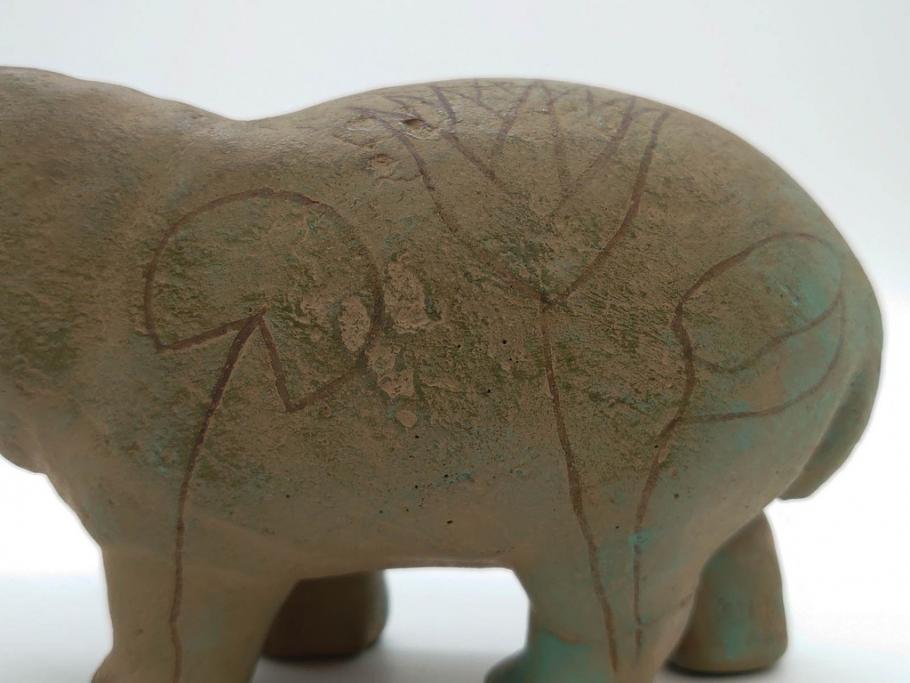 イギリス　BMP(大英博物館?)　カバ　存在感のある置物3点セット(青いカバ、エジプト、動物、アニマル、オブジェ、ディスプレイ)(R-081871)
