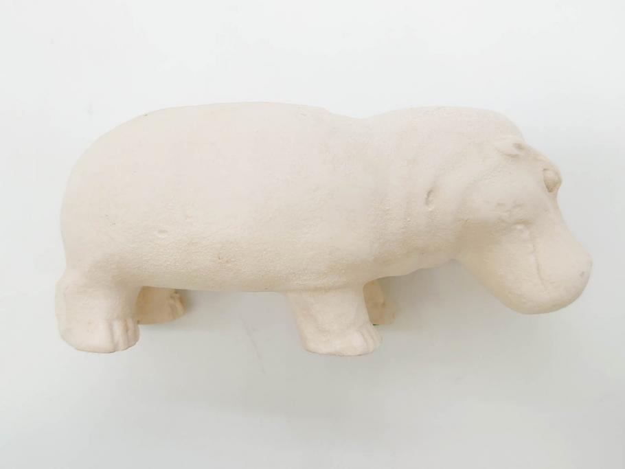 イギリス　BMP(大英博物館?)　カバ　存在感のある置物3点セット(青いカバ、エジプト、動物、アニマル、オブジェ、ディスプレイ)(R-081871)