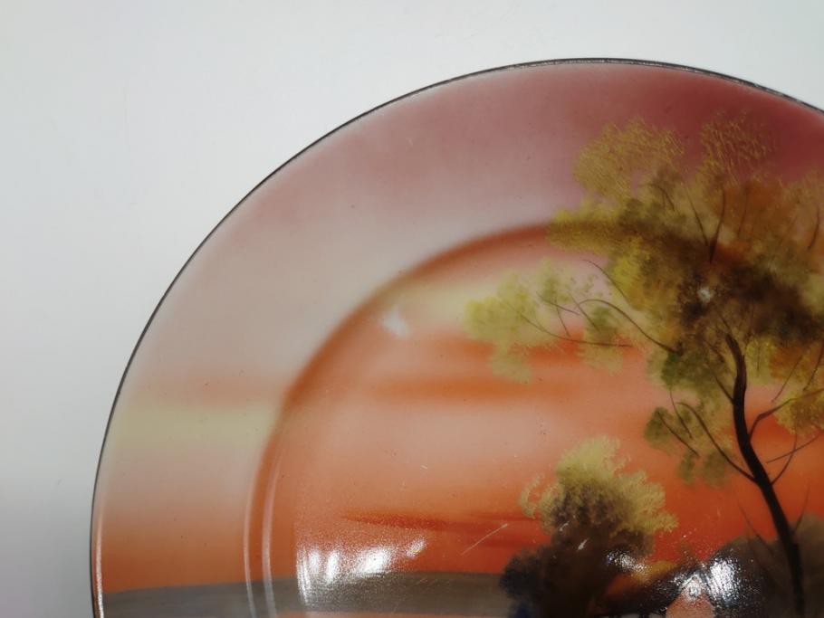 オールドノリタケ　NORITAKE　湖図　ハンドペイント　レトロでかわいらしいプレート・ボウル(皿、小鉢、深皿、洋食器)(R-061065)