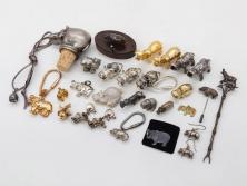 Hudson(ハドソン)　錫　925　アクセサリー　色々なデザインが楽しめるカバ小物29点セット(動物、アニマル、ピューター、ピアス、カフス、ネックレス、ブローチ、コルク栓、キーホルダー、置物、オブジェ、ディスプレイ)(R-081874)