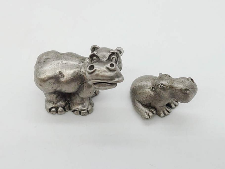 Hudson(ハドソン)　錫　925　アクセサリー　色々なデザインが楽しめるカバ小物29点セット(動物、アニマル、ピューター、ピアス、カフス、ネックレス、ブローチ、コルク栓、キーホルダー、置物、オブジェ、ディスプレイ)(R-081874)