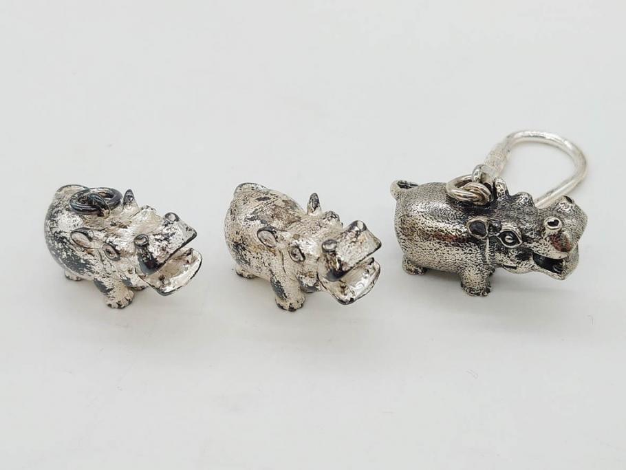 Hudson(ハドソン)　錫　925　アクセサリー　色々なデザインが楽しめるカバ小物29点セット(動物、アニマル、ピューター、ピアス、カフス、ネックレス、ブローチ、コルク栓、キーホルダー、置物、オブジェ、ディスプレイ)(R-081874)