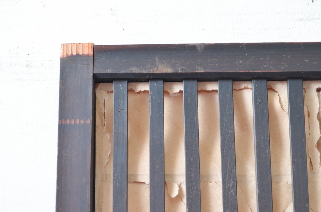 アンティーク建具　和の風情が感じられる裏障子付きの格子戸1枚(障子戸、引き戸)(R-080652)