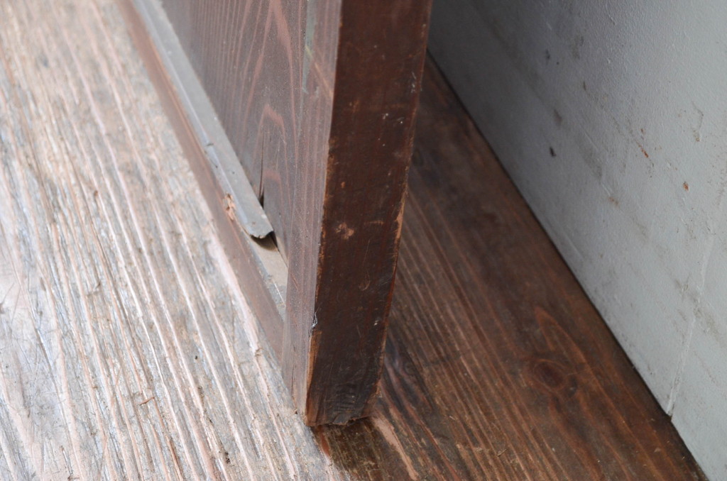 アンティーク建具　和の風情が感じられる裏障子付きの格子戸1枚(障子戸、引き戸)(R-080652)