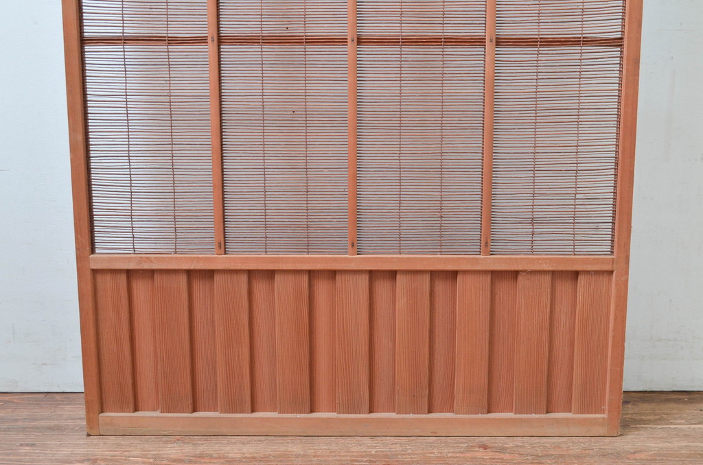 アンティーク建具　腰板無双付き!涼しげで情緒あふれる夏戸1枚(引き戸、簾戸、簀戸、葭戸、すど、夏障子)(R-080977)