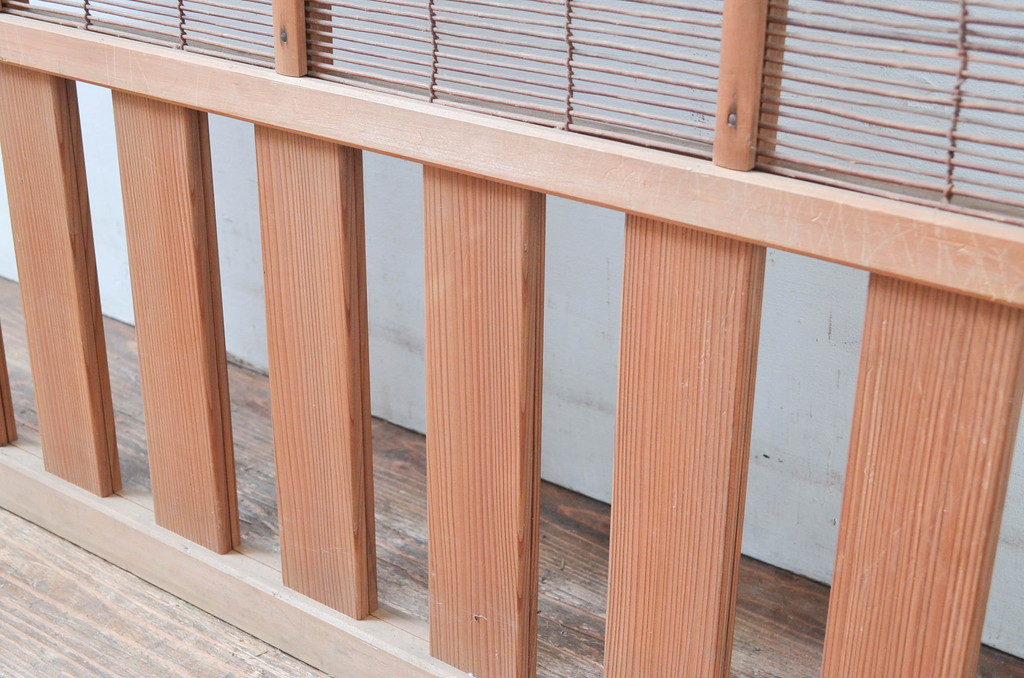アンティーク建具　腰板無双付き!涼しげで情緒あふれる夏戸1枚(引き戸、簾戸、簀戸、葭戸、すど、夏障子)(R-080977)