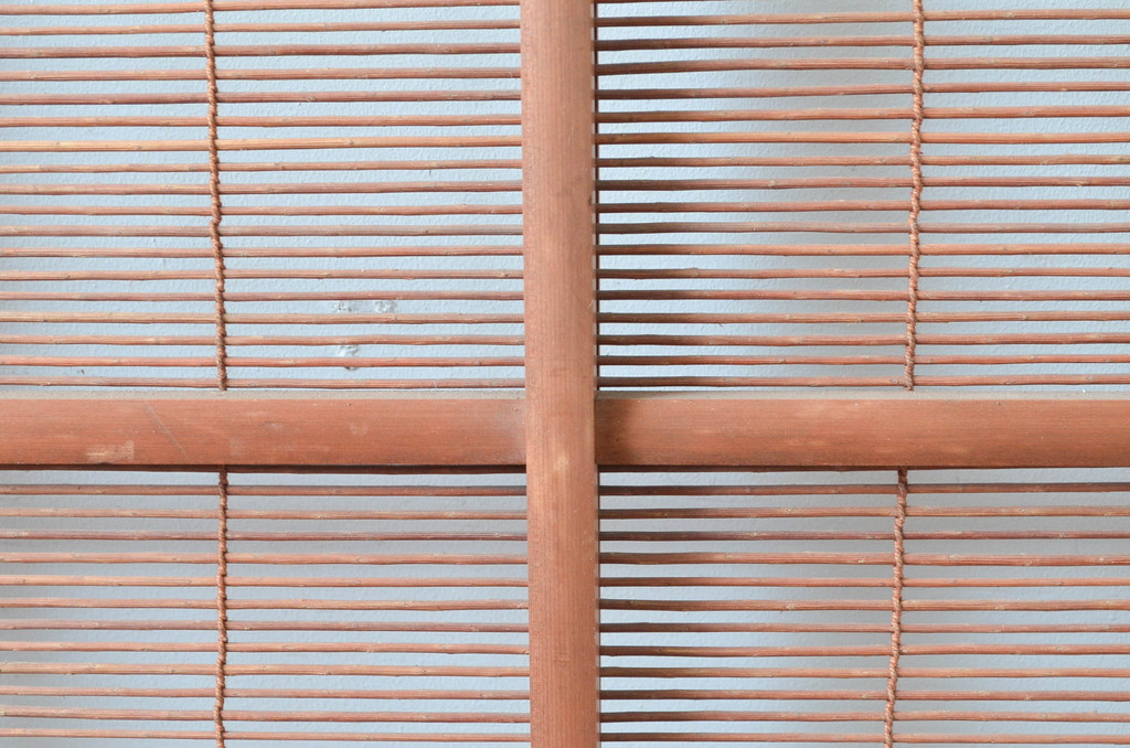 アンティーク建具　腰板無双付き!涼しげで情緒あふれる夏戸1枚(引き戸、簾戸、簀戸、葭戸、すど、夏障子)(R-080977)