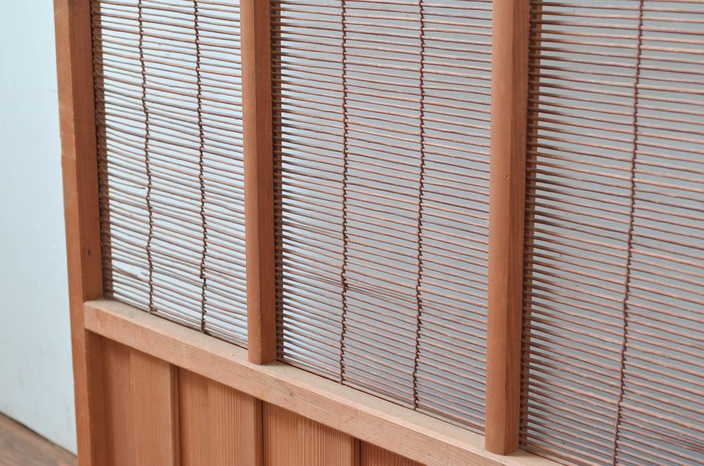 アンティーク建具　腰板無双付き!涼しげで情緒あふれる夏戸1枚(引き戸、簾戸、簀戸、葭戸、すど、夏障子)(R-080977)