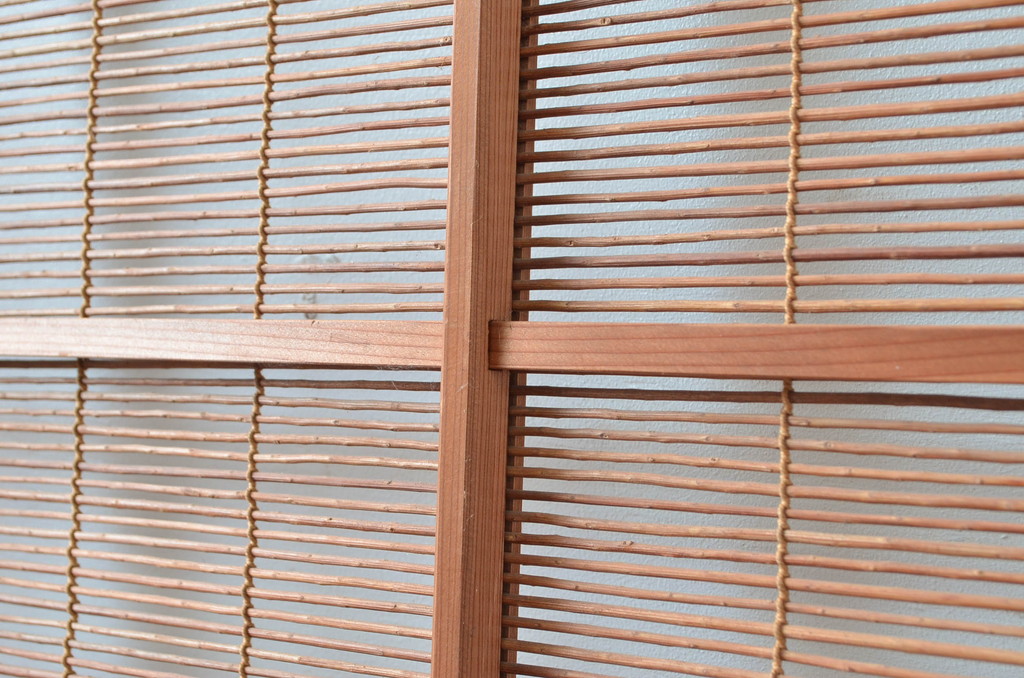 アンティーク建具　腰板無双付き!涼しげで情緒あふれる夏戸1枚(引き戸、簾戸、簀戸、葭戸、すど、夏障子)(R-080978)