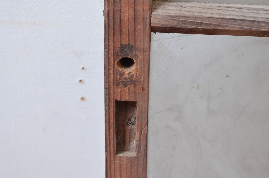 アンティーク建具　経年を感じさせる木味が魅力的なガラス戸1枚(引き戸、建具)(R-080659)