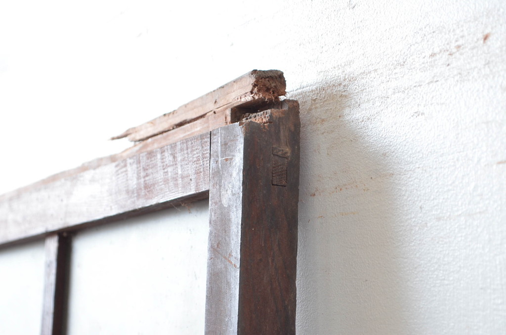 アンティーク建具　経年を感じさせる木味が魅力的なガラス戸1枚(引き戸、建具)(R-080659)