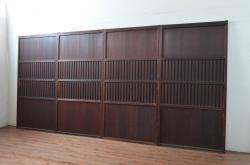 アンティーク建具　上質な和の空間を演出する無双戸4枚セット(無双帯戸、引き戸、格子戸、板戸、帯戸)(R-080660)
