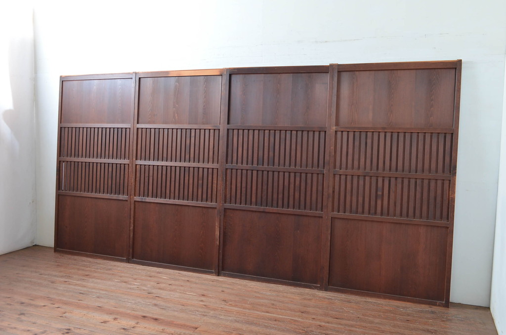アンティーク建具　上質な和の空間を演出する無双戸4枚セット(無双帯戸、引き戸、格子戸、板戸、帯戸)(R-080974)