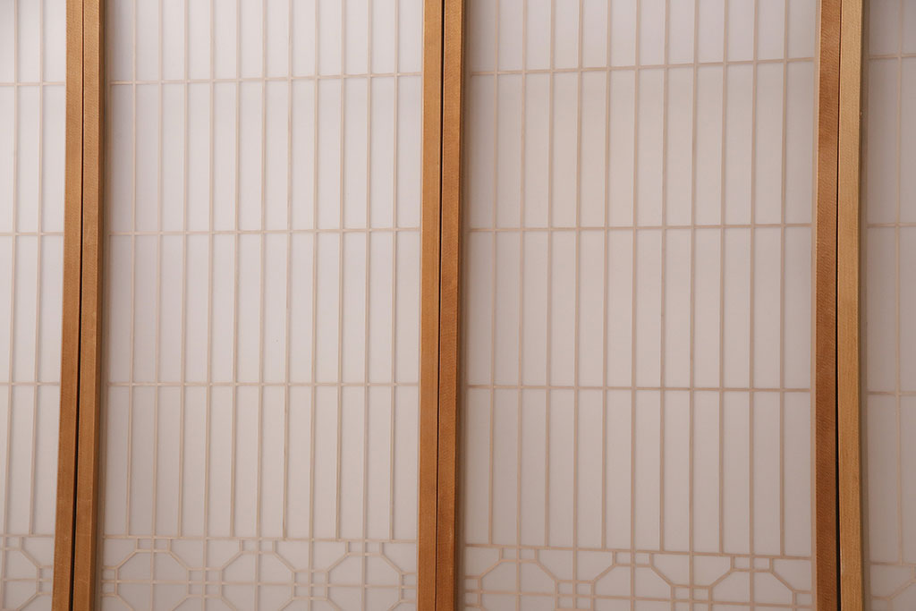 アンティーク建具　片面ガラス　和モダンな雰囲気づくりにおすすめの組子入り書院戸4枚セット(窓、引き戸、ガラス戸)(R-048850)