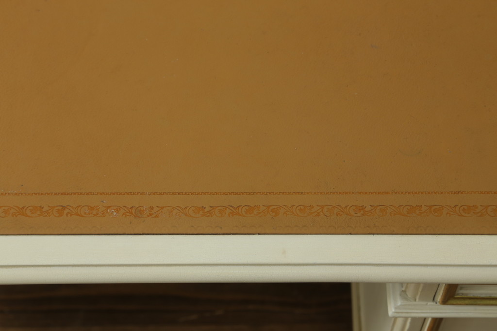 イタリアビンテージ　SILIK(シリック)　天板本革製　ハンドメイド　ロココ調の贅沢なデスク(片袖机、ヴィンテージ、在宅用、在宅ワーク)(定価約120万円)(R-056670)