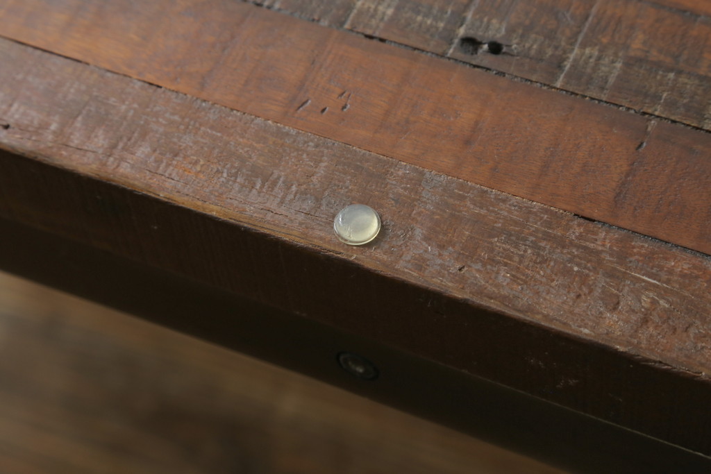 中古　ビーナ(bina)　グラハム(GRAHAM DINING TABLE)　アスプルンド(ASPLUND)取り扱い　味わいのある古材を使用したダイニングテーブル(2人掛け、4人掛け、食卓、作業台、サスティナビリティ)(定価約25万円)(R-065133)
