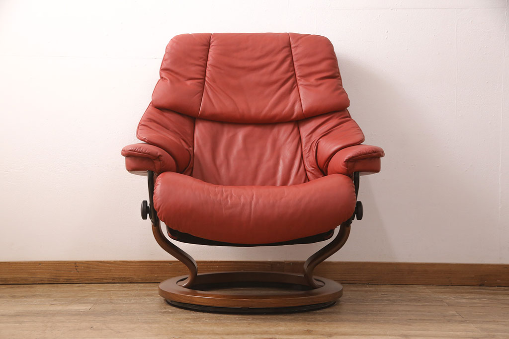 中古　EKORNES(エコーネス)　本革　オットマン付き　ストレスレス レノ クラシック(M)(アームチェア、リクライニングチェア、椅子)(定価約37万9千円)(R-050810)