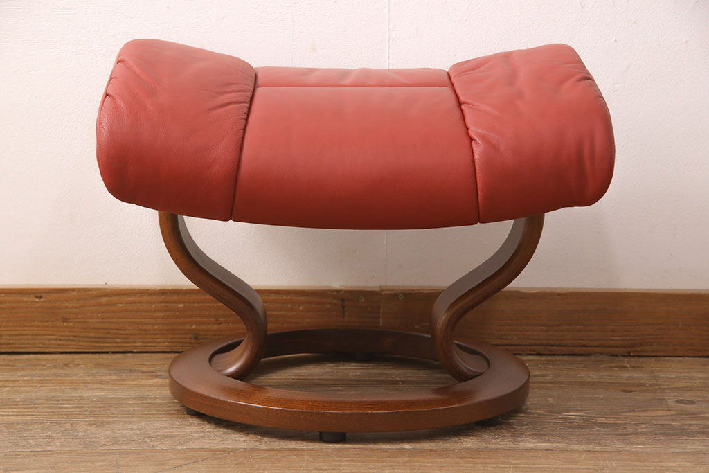 中古　EKORNES(エコーネス)　本革　オットマン付き　ストレスレス レノ クラシック(M)(アームチェア、リクライニングチェア、椅子)(定価約37万9千円)(R-050810)