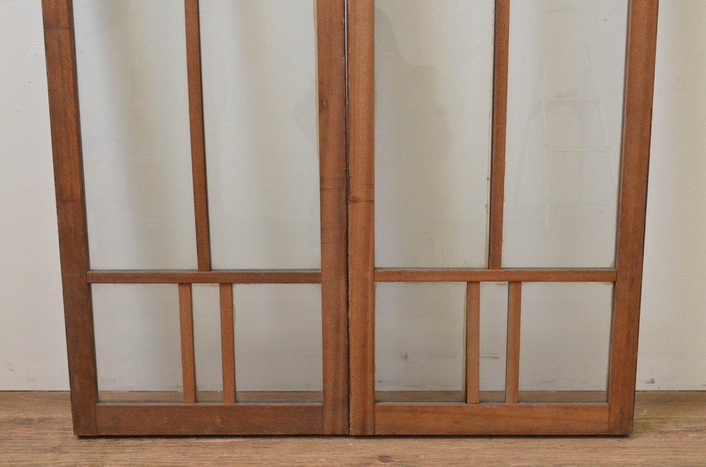 アンティーク建具　大正ロマンな雰囲気づくりにおすすめのガラス窓2枚セット(ガラス戸、引き戸)(R-067833)