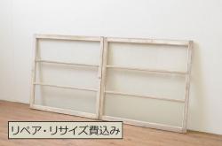 アンティーク建具　総欅(ケヤキ)材　シンプルなデザインが珍しい格子蔵戸(引き戸、玄関戸)(R-060412)