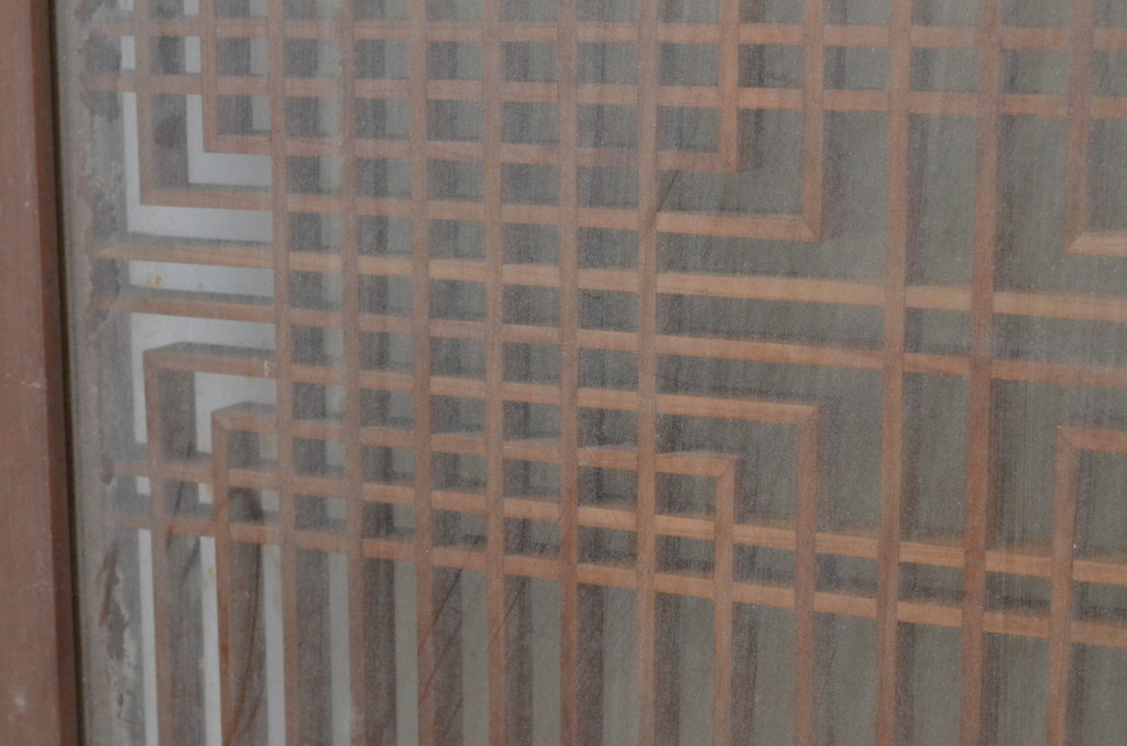 アンティーク建具　両面ガラス　落ち着いた和の雰囲気を演出する組子入り書院戸2枚セット(窓、ガラス戸、引き戸)(R-067793)