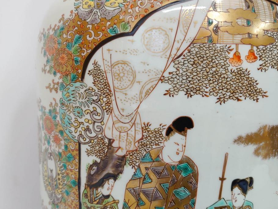 江戸～明治期　古伊万里　錦地　色絵　高さ 約57cm　華麗な色付が美しい花瓶(松、菊、花鳥、鳳凰、人物、風景、獅子、花生、花入、花器、金彩、二尺、共箱付)(R-081878)