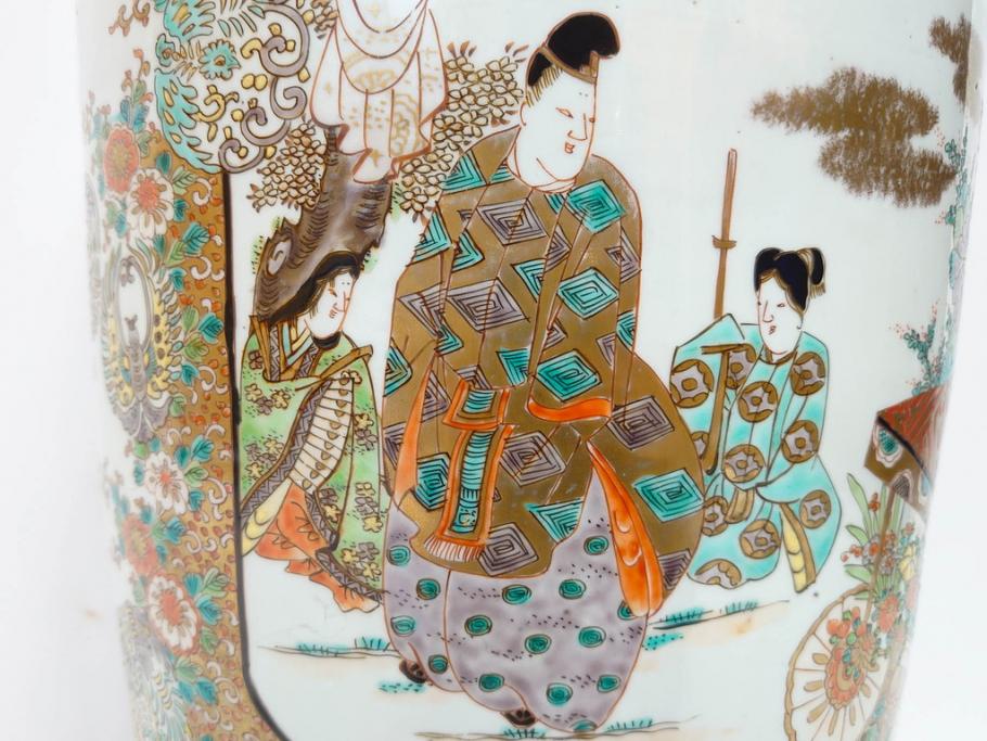 江戸～明治期　古伊万里　錦地　色絵　高さ 約57cm　華麗な色付が美しい花瓶(松、菊、花鳥、鳳凰、人物、風景、獅子、花生、花入、花器、金彩、二尺、共箱付)(R-081878)