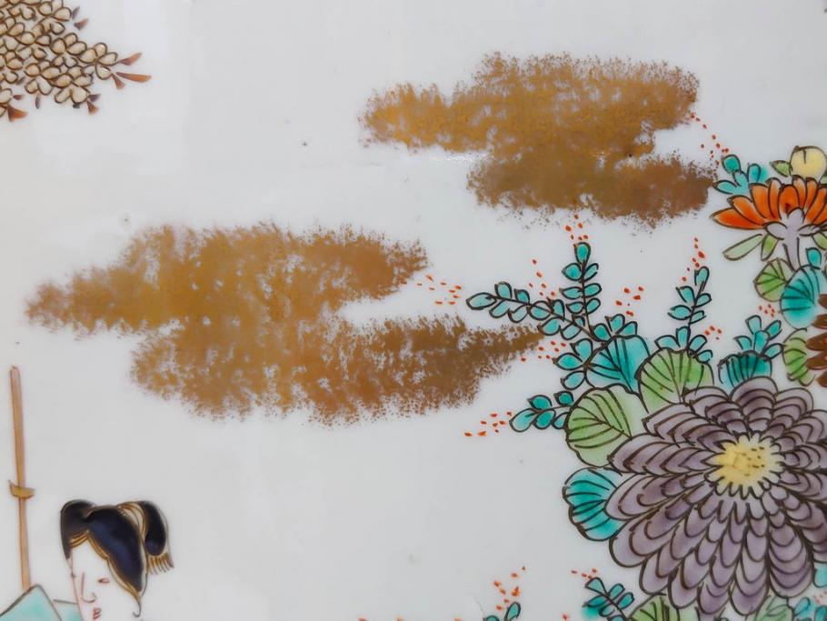江戸～明治期　古伊万里　錦地　色絵　高さ 約57cm　華麗な色付が美しい花瓶(松、菊、花鳥、鳳凰、人物、風景、獅子、花生、花入、花器、金彩、二尺、共箱付)(R-081878)