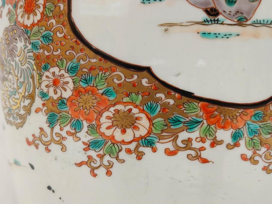 江戸～明治期　古伊万里　錦地　色絵　高さ 約57cm　華麗な色付が美しい花瓶(松、菊、花鳥、鳳凰、人物、風景、獅子、花生、花入、花器、金彩、二尺、共箱付)(R-081878)