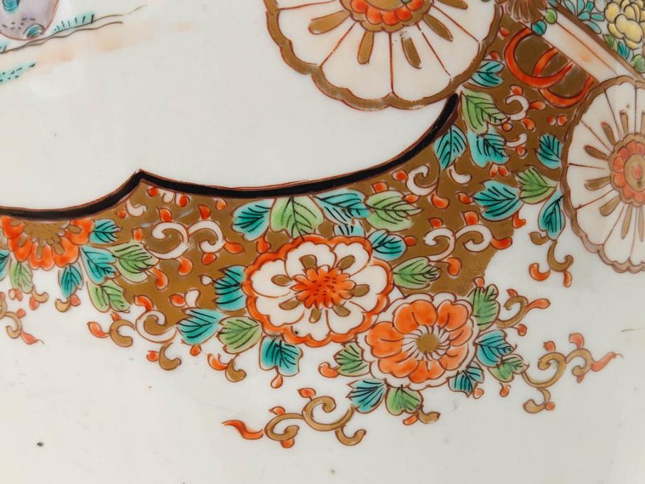 江戸～明治期　古伊万里　錦地　色絵　高さ 約57cm　華麗な色付が美しい花瓶(松、菊、花鳥、鳳凰、人物、風景、獅子、花生、花入、花器、金彩、二尺、共箱付)(R-081878)