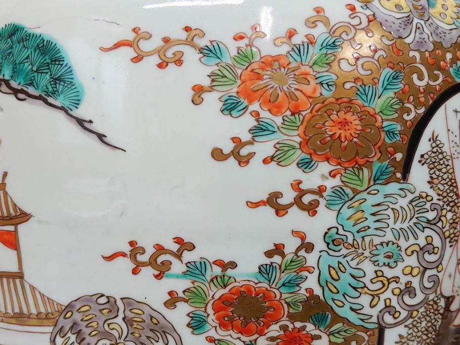 江戸～明治期　古伊万里　錦地　色絵　高さ 約57cm　華麗な色付が美しい花瓶(松、菊、花鳥、鳳凰、人物、風景、獅子、花生、花入、花器、金彩、二尺、共箱付)(R-081878)