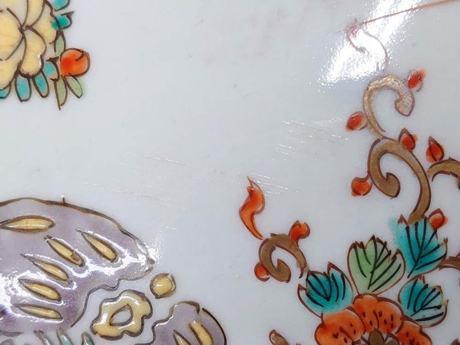 江戸～明治期　古伊万里　錦地　色絵　高さ 約57cm　華麗な色付が美しい花瓶(松、菊、花鳥、鳳凰、人物、風景、獅子、花生、花入、花器、金彩、二尺、共箱付)(R-081878)