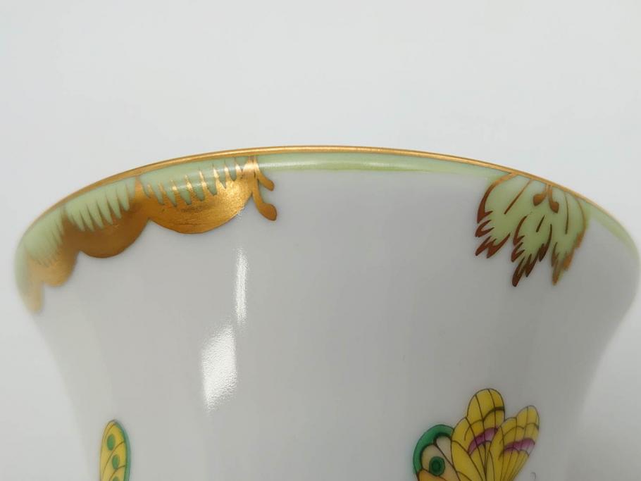 ヘレンド　ハンガリー　HEREND HVNGARY　ヴィクトリア・ブーケ　高さ 約22cm　気品を感じるフラワーベース(蝶、ちょう、花瓶、花入、花生、花器、金彩、ハンドペイント)(R-081879)