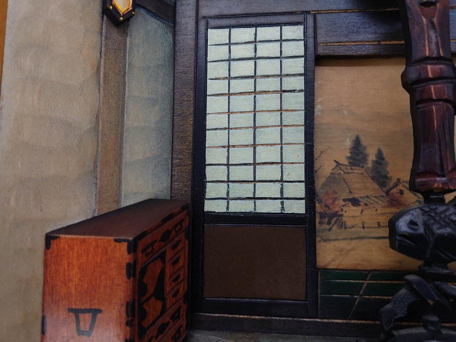 心峰　木彫　緻密でリアルな匠の技が光る立体額(遠近法応用額、壁掛け、壁飾り、古民家、ディスプレイ)(R-081880)　